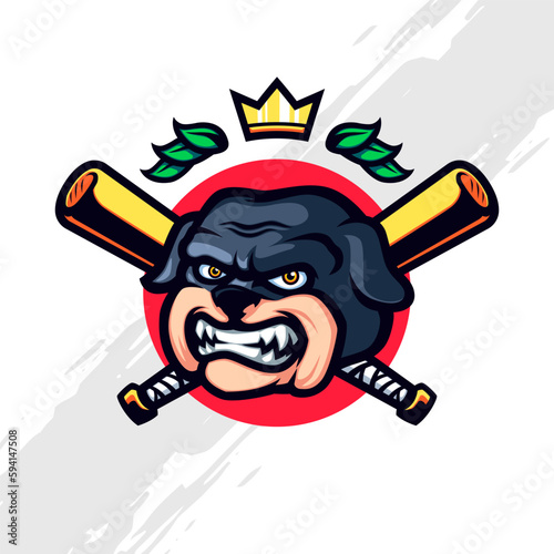 Bulldog Head Baseball Team Emblem Mascot