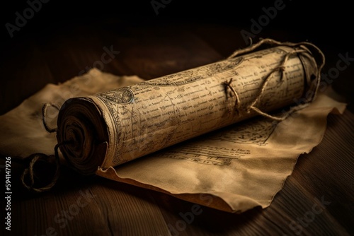 Old parchment scroll. Generative AI