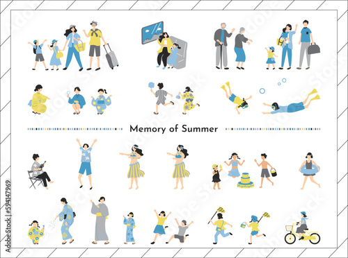 夏休みの思い出　イラスト素材集