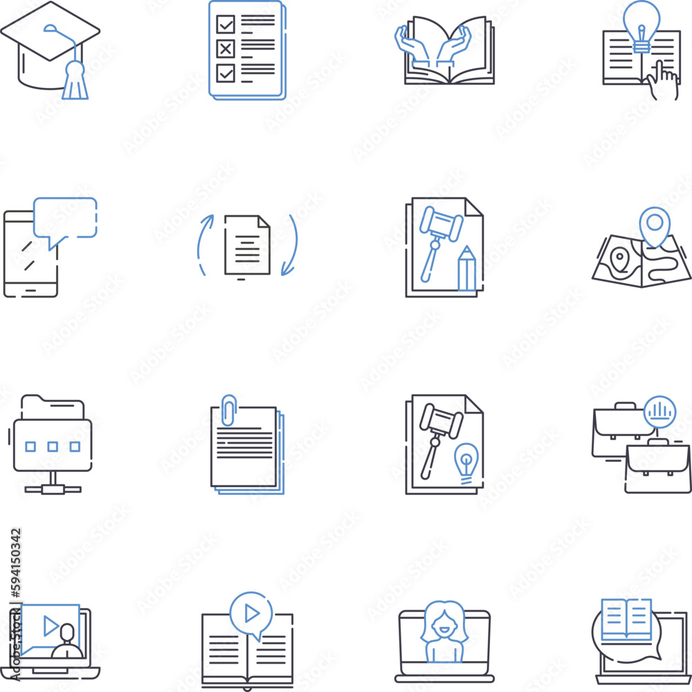 Enhanced studies line icons collection. Advancement, Curriculum, Enrichment, Acceleration, Reinforcement, Extensive, Expansion vector and linear illustration. Immersion,Specialization,Deepening