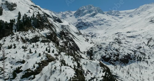 Winter views of the Kaunertal Glacier captured with a drone during winter times photo