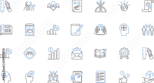 Sales and marketing line icons collection. Promotion, Leads, Prospects, Conversion, Pitch, Funnel, Branding vector and linear illustration. Strategy,Nerking,Advertising outline signs set
