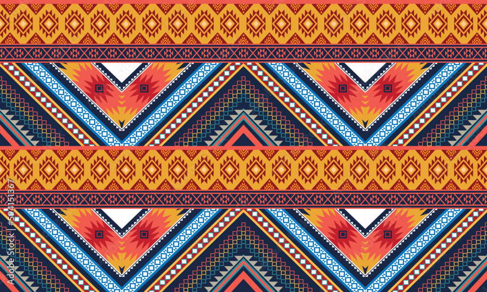 Geometric ethnic pattern vector background. seamless pattern traditional,Design for background, wallpaper, Batik, fabric, carpet, clothing, wrapping, and textile. Colorful ethnic pattern illustration Geometric ethnic pattern vector background. seamless pattern traditional,Design for background, wallpaper, Batik, fabric, carpet, clothing, wrapping, and textile. Colorful ethnic pattern illustration