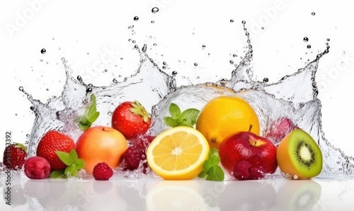 Deliciously fresh fruits with refreshing water splash Creating using generative AI tools