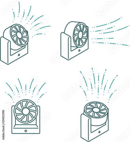 サーキュレーター4つのアングルイラストセット