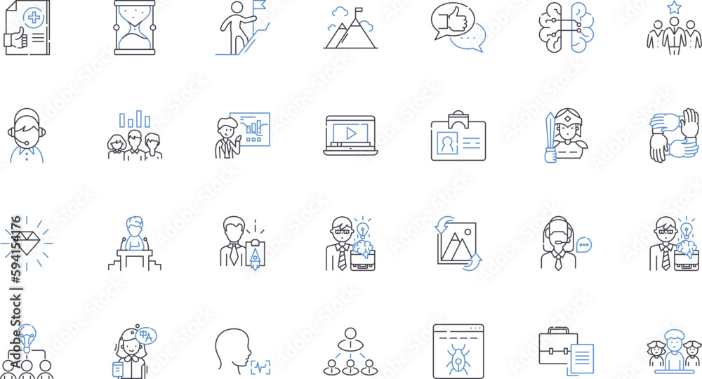 Workforce optimization line icons collection. Efficiency, Productivity, Performance, Automation, Streamlining, Management, Metrics vector and linear illustration. Analytics,Optimization,Scheduling