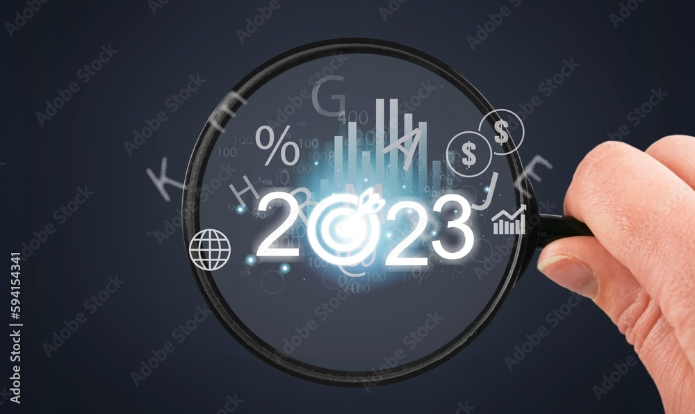 2023 concept, business person hold numbers with target 2023 concept, business person hold numbers with target
