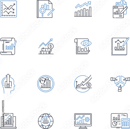 Information design line icons collection. Clarity, Visuals, Layout, Typography, Hierarchy, Color, Contrast vector and linear illustration. Consistency,Simplicity,Unity outline signs set