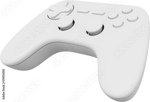 Realistic console game controller. White PNG icon on transparent background. 3D rendering.