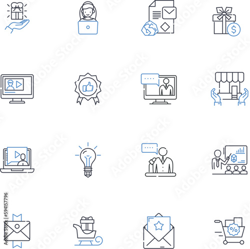 Guerrilla marketing line icons collection. Unconventional, Clever, Viral, Streetwise, Innovative, Creative, Resourceful vector and linear illustration. Ambush,Intense,Sneaky outline signs set