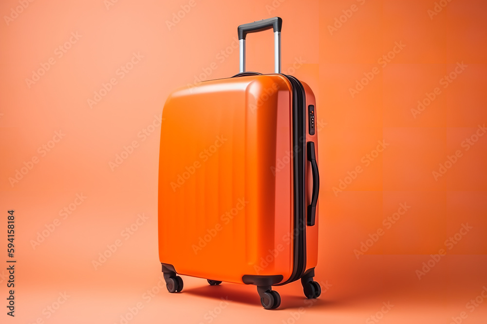 orange suitcase, travel vacation concept with empty space photo, minimal style, isolated background - Generative AI orange suitcase, travel vacation concept with empty space photo, minimal style, isolated background - Generative AI
