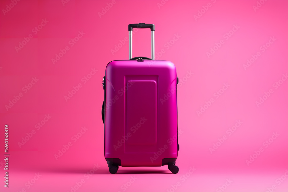 pink suitcase, travel vacation concept with empty space photo, minimal style, isolated background - Generative AI pink suitcase, travel vacation concept with empty space photo, minimal style, isolated background - Generative AI