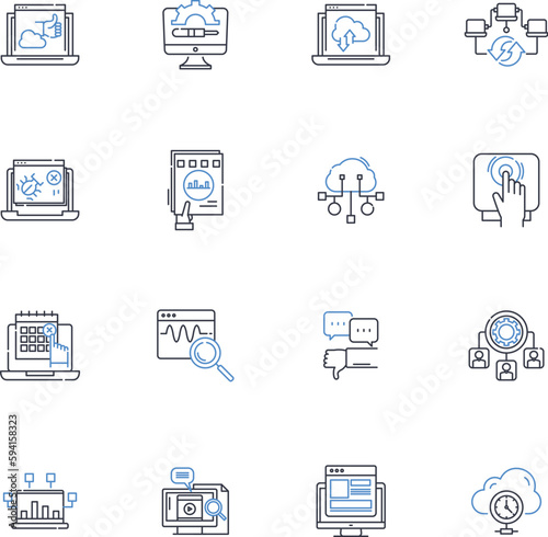 Nerk-centric line icons collection. Quirky, Funky, Obscure, Innovate, Experimental, Eccentric, Unconventional vector and linear illustration. Avant-garde,Unusual,Conceptual outline signs set