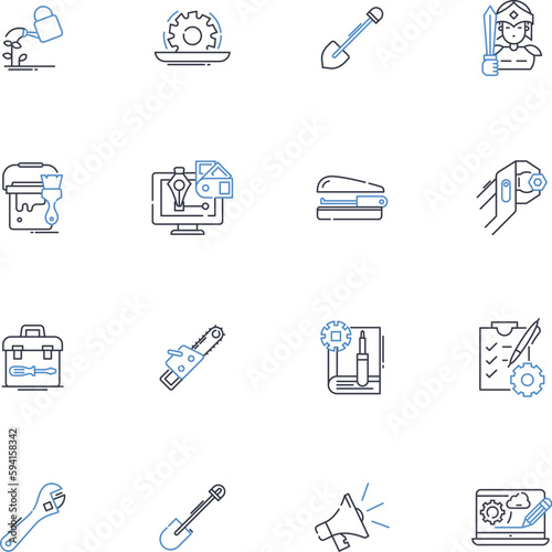 Geospatial analysis line icons collection. Cartography, GIS, Spatial, Mapping, Location, Geographic, Topography vector and linear illustration. Proximity,Remote-sensing,Boundaries outline signs set