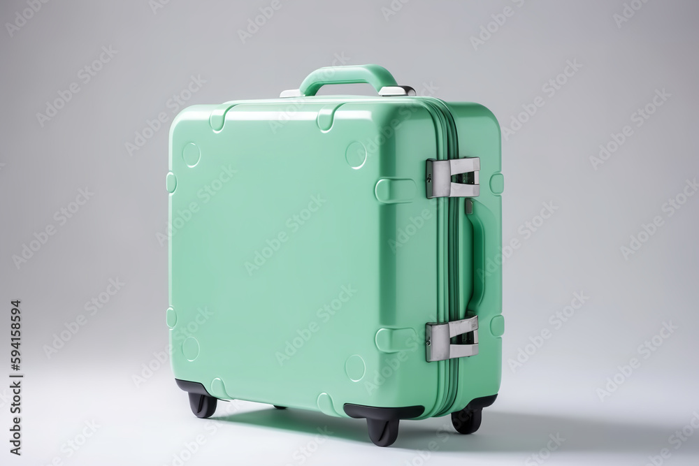 green suitcase, travel vacation concept with empty space photo, minimal style, isolated background - Generative AI green suitcase, travel vacation concept with empty space photo, minimal style, isolated background - Generative AI