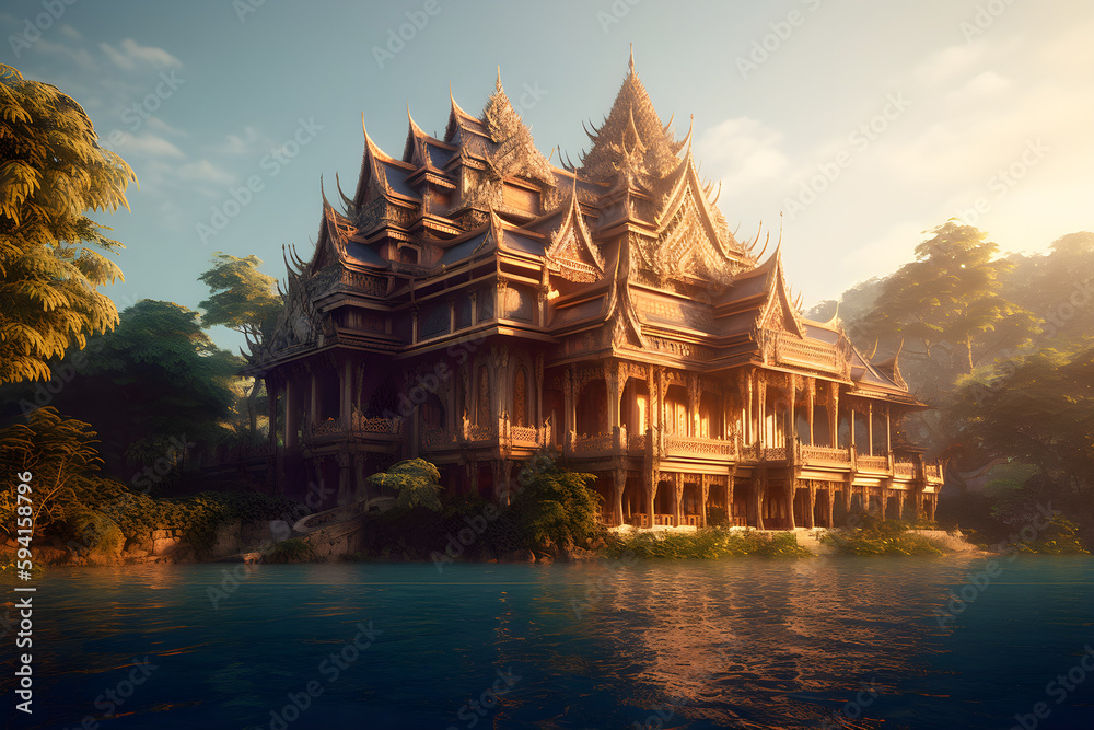 Thailand style temple and palace, old architecture Thailand style temple and palace, old architecture