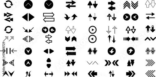 Arrows set of 50 black icons. Arrow icon. Arrow vector collection. Arrow. Cursor. Modern simple arrows. Vector illustration.