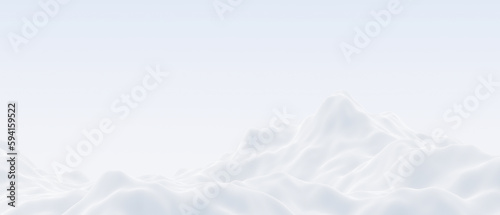 3D snowy mountain landscape.