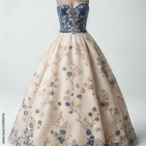 IA generativa: Vestido con damasco en maniquí estilo princesa Peach photo