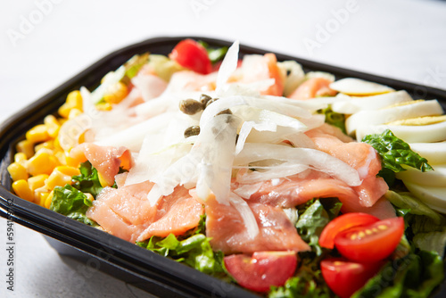 salad with salmon and vegetables
