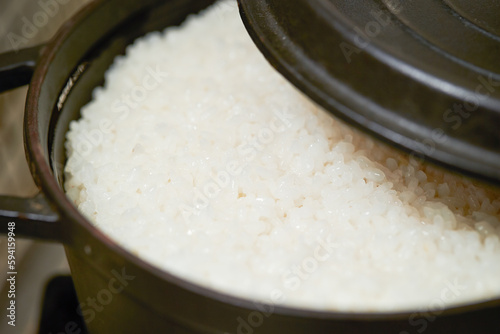 Rice Cooked in an Iron Pot