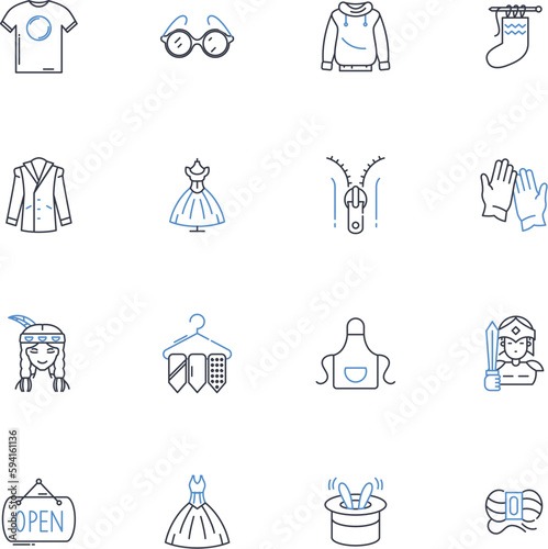Flair line icons collection. Fanciness, Style, Trendy, Elegance, Sophistication, Fashionable, Chic vector and linear illustration. Glamorous,Cool,Swank outline signs set