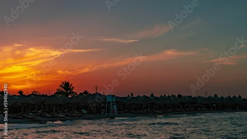 Timelapse of a beautiful sunset on the beach