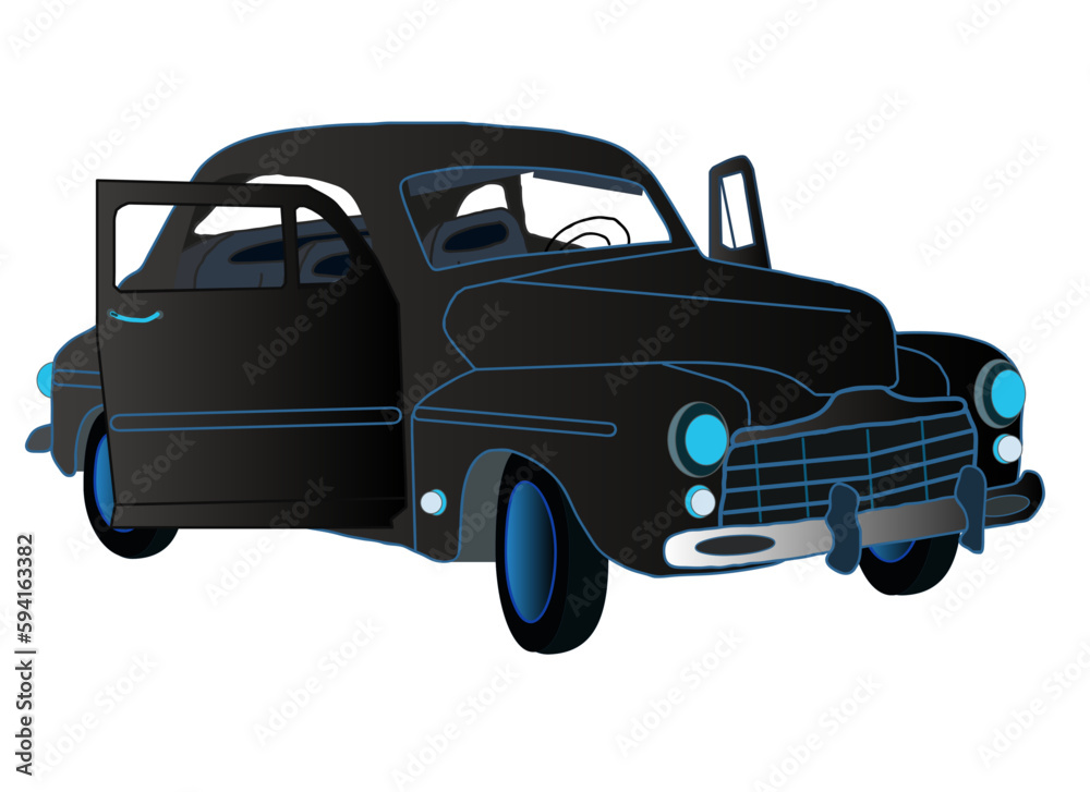 Black shines in the vintage style of a taxi of the last century
