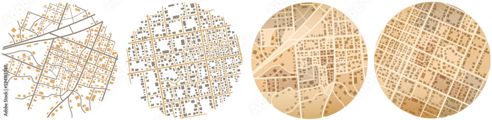 Abstract city maps, background. Top view, view from above. Fictional ...
