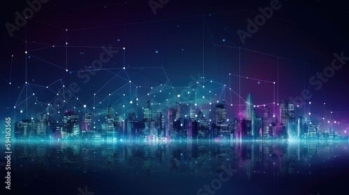 Smart city and abstract dot point connect. Generative AI