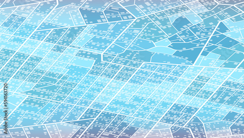 Location tracks dashboard. Isometric town roadmap. City streets and blocks, route distance data, path turns and destination tag or mark. City top view. Isometric