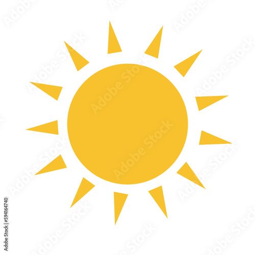 Yellow sun icon vector flat illustration