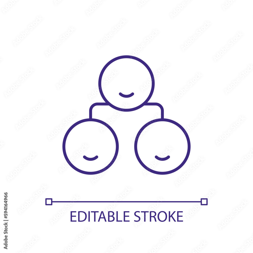 Fototapeta Family tree RGB color icon. Genealogy research. Personal pedigree. Ancestors and descendant. Tracing family history. Isolated vector illustration. Simple filled line drawing. Editable stroke