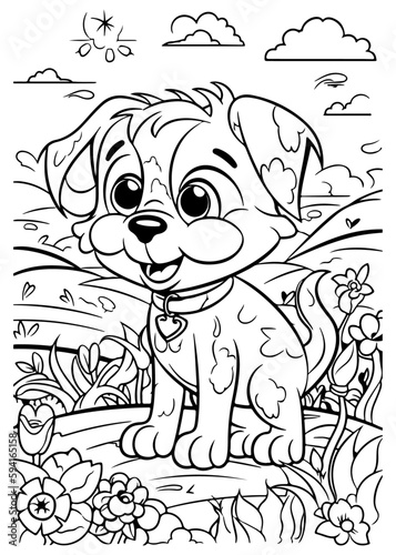 A meditative exercise, Coloring book anti-stress for all ages, Dog coloring pages, Puppy coloring pages,  Animal Coloring page for Children