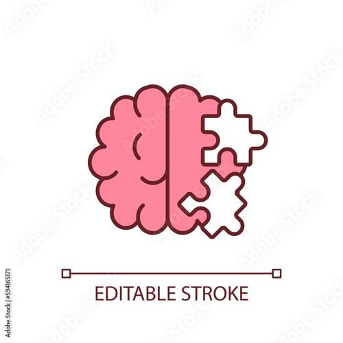 Cognitive abilities RGB color icon. Problem solving skills. Critical thinking. Learning and memory. Solve riddles. Isolated vector illustration. Simple filled line drawing. Editable stroke