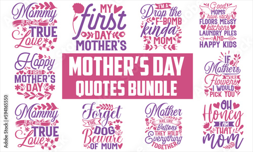 -Mother's Day Svg Design Bundle, Hand drawn lettering phrase, Cutting Cricut and Silhouette, card, Typography Vector illustration for poster, banner, notebook, flyer and mug.