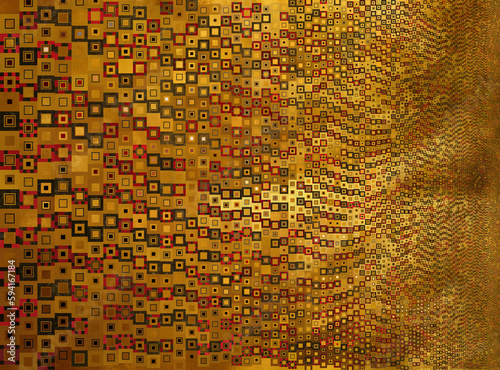 Abstract Geometrical Background. Tile art. Gold colored. photo