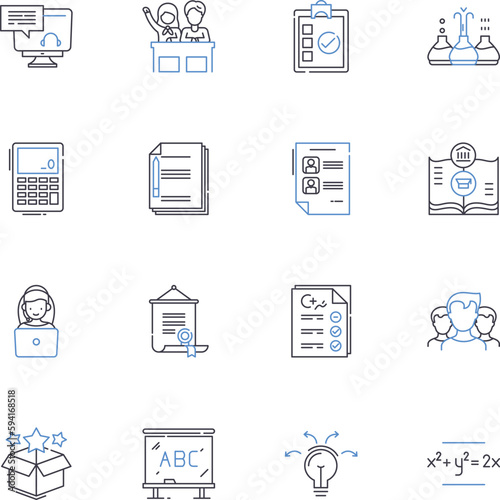Proficiency line icons collection. Mastery, Expertise, Competence, Skillfulness, Fluency, Aptitude, Capability vector and linear illustration. Efficacy,Proficiency,Efficiency outline signs set