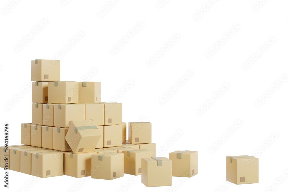 Boxes of products stacked on ground. Boxes of products stacked on ground.