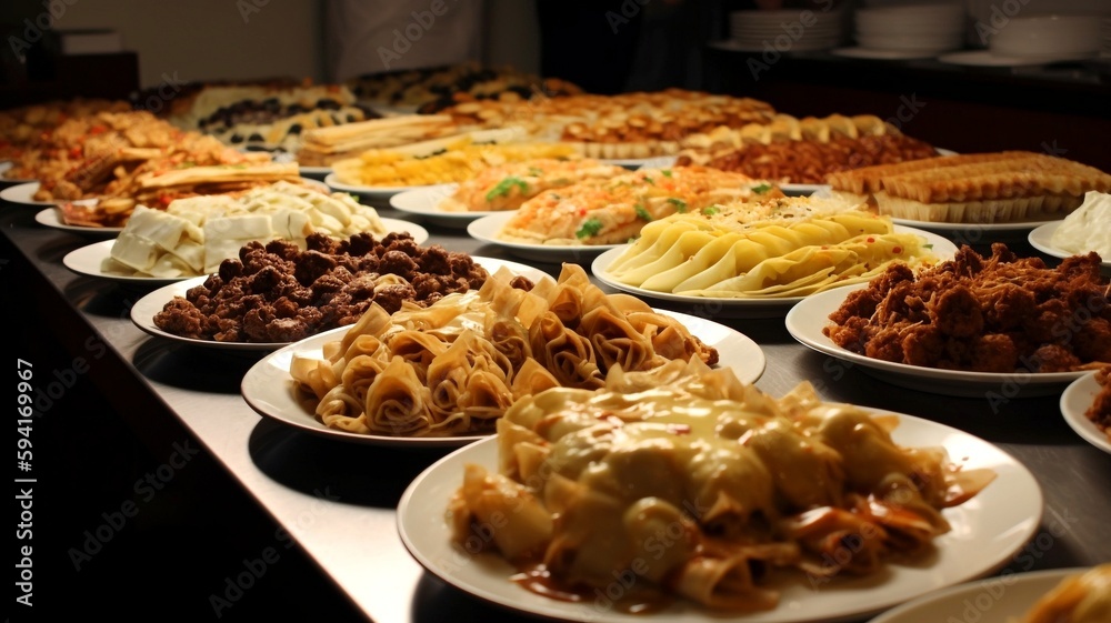 food buffet on plates generative ai food buffet on plates generative ai