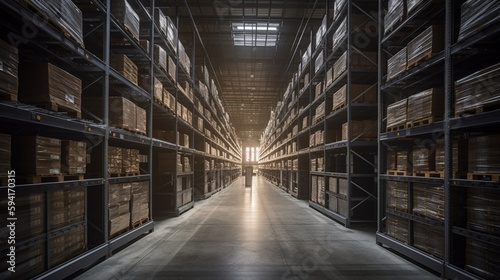 Innovative Smart Warehouse Solution with Advanced Automation Technology Cutting-Edge Logistics Facility Featuring Efficient Inventory Management Systems Image for Supply Chain and Industry Professiona