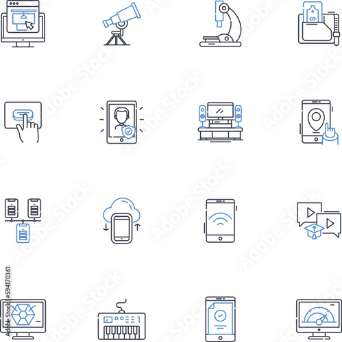 Systems line icons collection. Integration, Efficiency, Functionality, Optimization, Automation, Performance, Connectivity vector and linear illustration. Synchronization,Interoperability,Scalability
