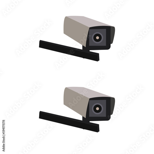 Secure guard eye and crime prevention isolated on white background. Realistic 3d vector illustration.Security cam, cctv video camera, street observe surveillance equipment front and side angle view. 