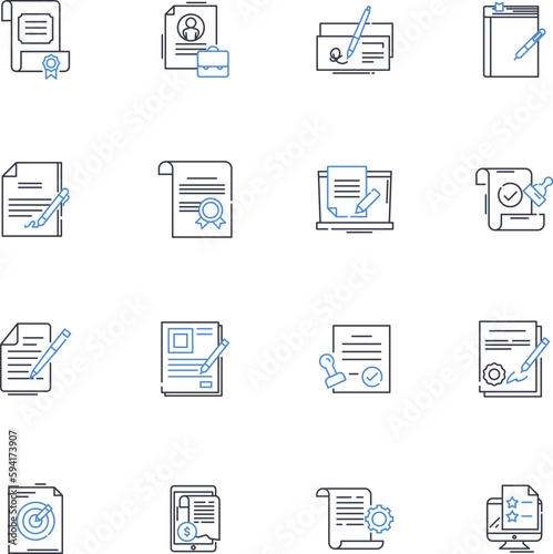 Verification line icons collection. Authentication, Certification, Confirmation, Validation, Authentication, Verification, Testing vector and linear illustration. Proof,Evidence,Checking outline signs