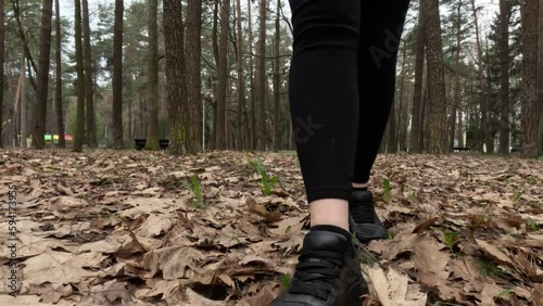 Female feetFemale feet in black sneakers  photo