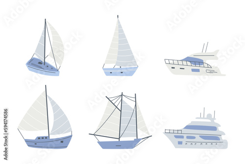 Set of yachts and sailboats