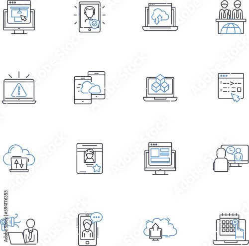 Information management line icons collection. Database, Records, Metadata, Storage, Retrieval, Analysis, Processing vector and linear illustration. Curation,Document,Archiving outline signs set