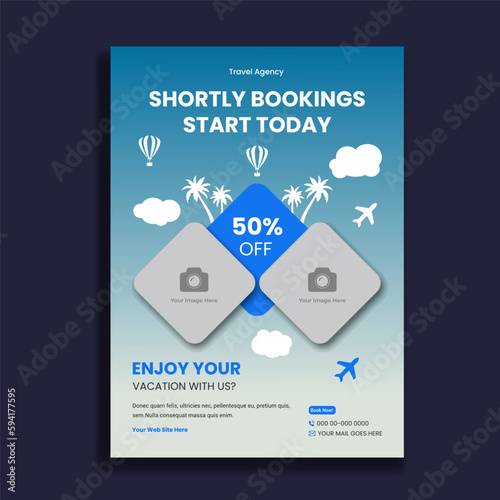 Travel Agency Flyer for Vacation, Tourism, holiday, And a Road trip 