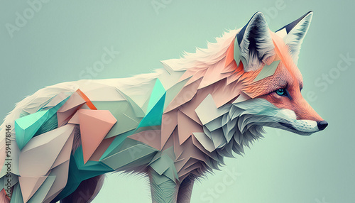 Fox abstract wallpaper. Soft background with animal in Pastel colors generative ai