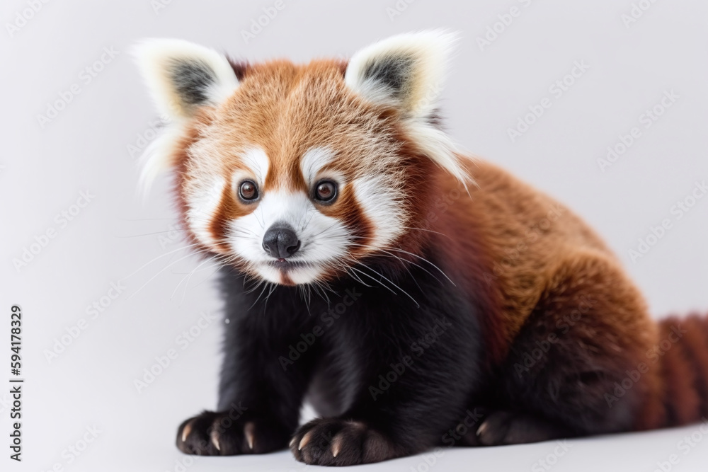 Portrait d'un bébé panda roux sur fond gris clair » IA générative